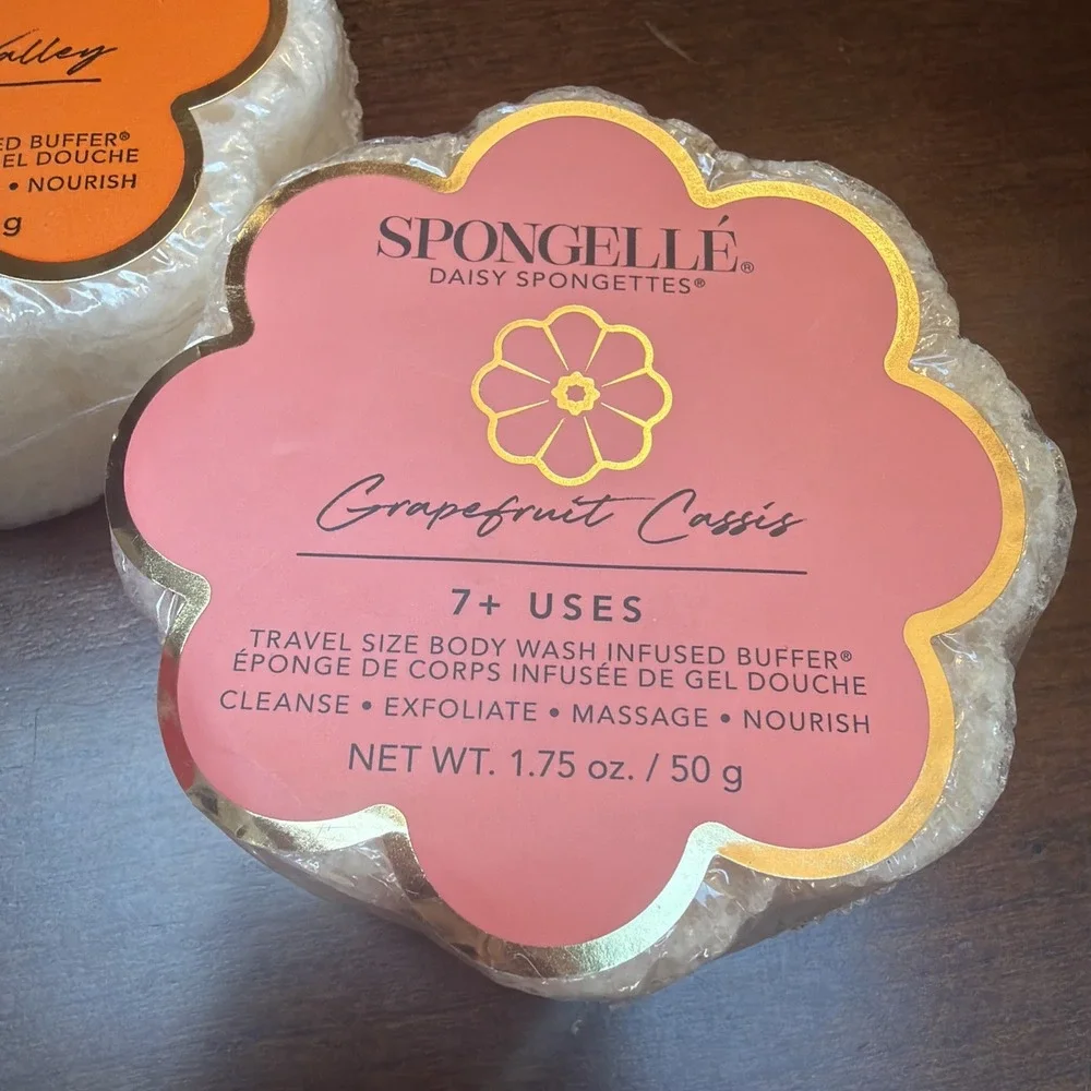 Lot of 2 Spongelle Body Wash Buffer Grapefruit Cassis & Lily Of The Valley